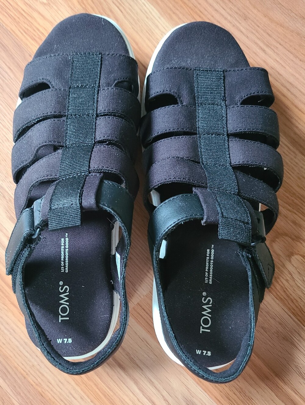 TOMS Black Platform Fisherman Sandal - Size 7.5 - Picture 2 of 4